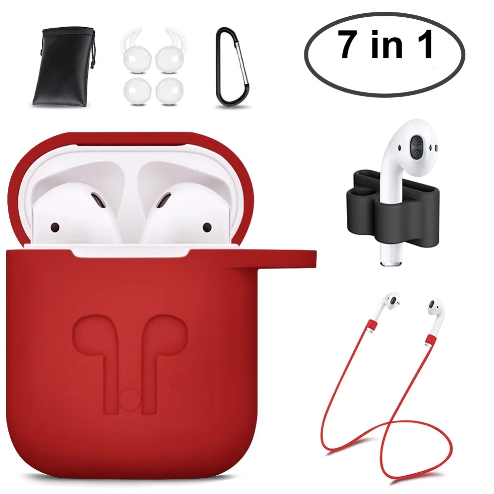 

AirPod Case Protective GIM Silicone Skin Case with Sport Strap for Apple AirPods 7 In 1 AirPods Accessories Set Soft Storage Bag