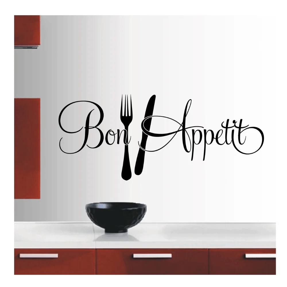 

Restaurant Decor Wall Decal Bon Appetit Family Quotes Vinyl Removabele Warm Lovely Wall Art Mural Kitchen Home Decoration W458