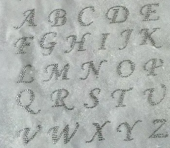 

2 sheet /lot 26pc alphabets rhinestones applique patches hot fix rhinestone motif designs iron on transfers motif shirt sweater