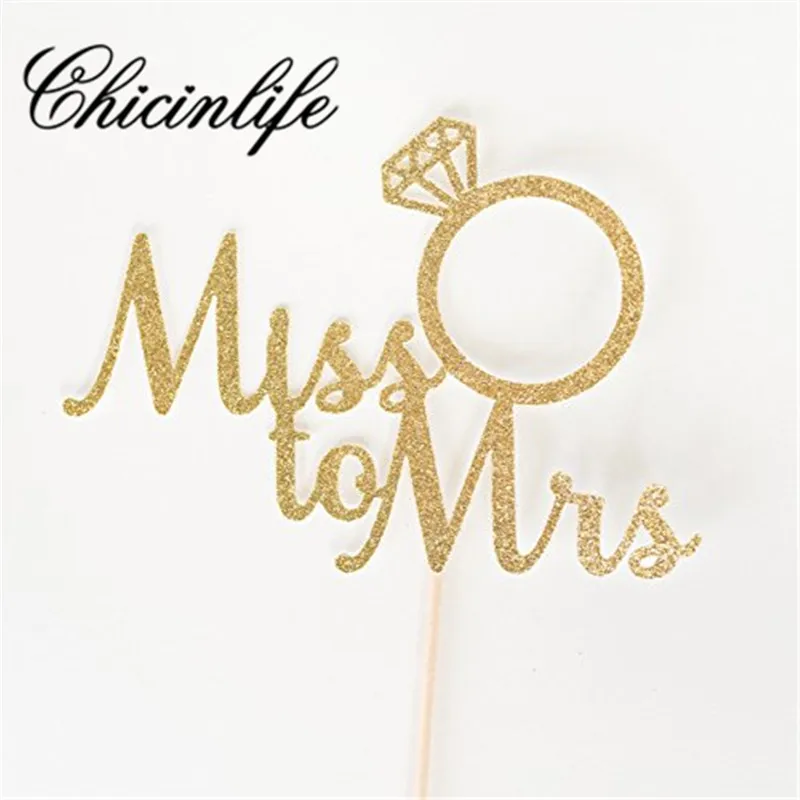 Chicinlife, 5 шт., кольцо Miss To Mrs с бриллиантами, топперы для торта, кекса, свадебного душа, девичника, вечерние украшения для девичника