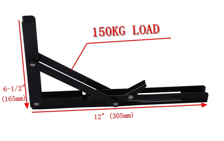 2 шт. тяжелых краски черный складной кронштейн для полки настенный стол кронштейн, мебель 12"