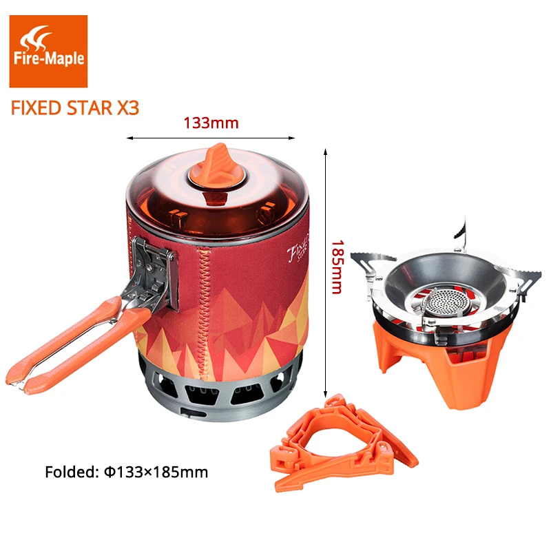 Comprar Fire Maple Camping Gas quemadores exterior Backpacking sistema de cocina 2200W 0.8L 600g con piezoignición Gas estufa FMS X3