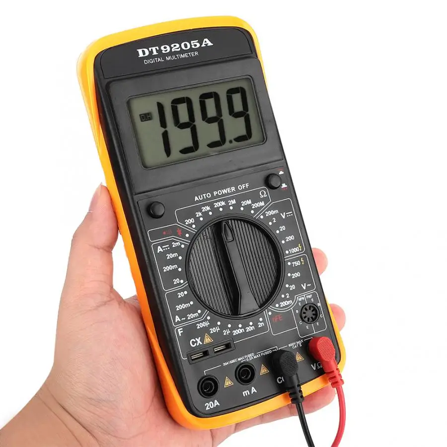 

DT-9205A Handheld LCD Digital Multimeter AC/DC Volt Amp Ohm Capacitance Hz Tester Handheld Multimeter
