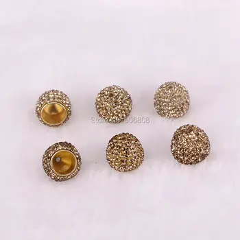 

20pcs Tassel Caps, Pave Rhinestone End Caps, Gold Yellow Beads Caps Jewelry Findings