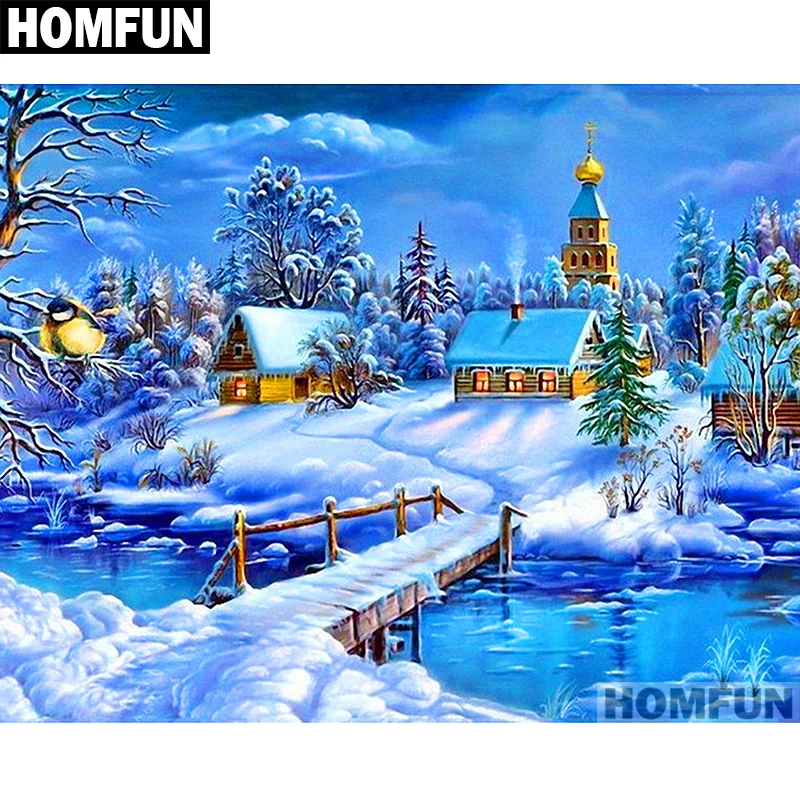 Набор для алмазной вышивки HOMFUN A01414 алмазная живопись Снежная сцена вышивка