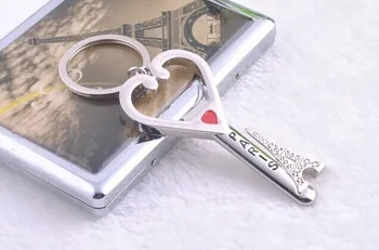 

FREE SHIPPING BY DHL 200pcs/lot 2015 New Zinc Alloy Paris Tower Heart Bottle Opener Keychains Novelty Keyrings for Promotion
