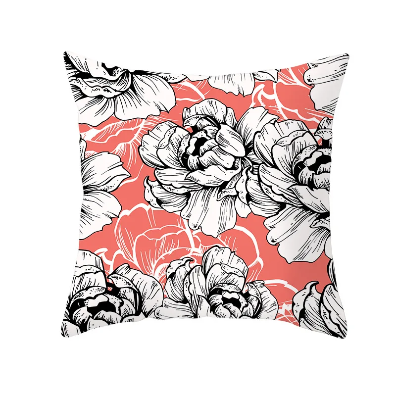 Lychee Coral Series Printed Pattern Pillow Cases Colorful Polyester Peachskin 45x45cm Pillow Cases For Bedroom Home Office