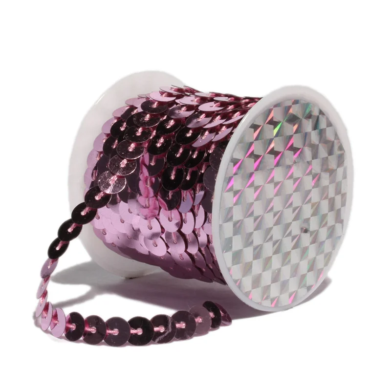 5 м/лот 6 мм 17 цветов блестящая свободная Круглая Плоская ПВХ тесьма с пайетками для шитья на планках для рукоделия аксессуары/сумки/Одежда - Цвет: pink