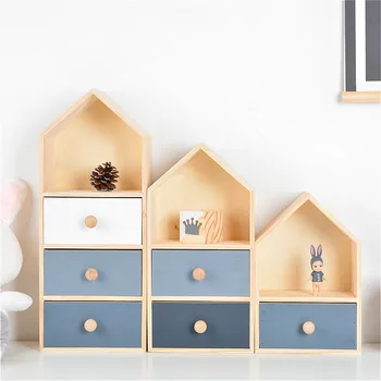 

Simple Wooden Corner Storage Cabinet Girl Room Shelf Cosmetic Toys Storage Box Office Desktop Drawer Rack Home Decoration Craft