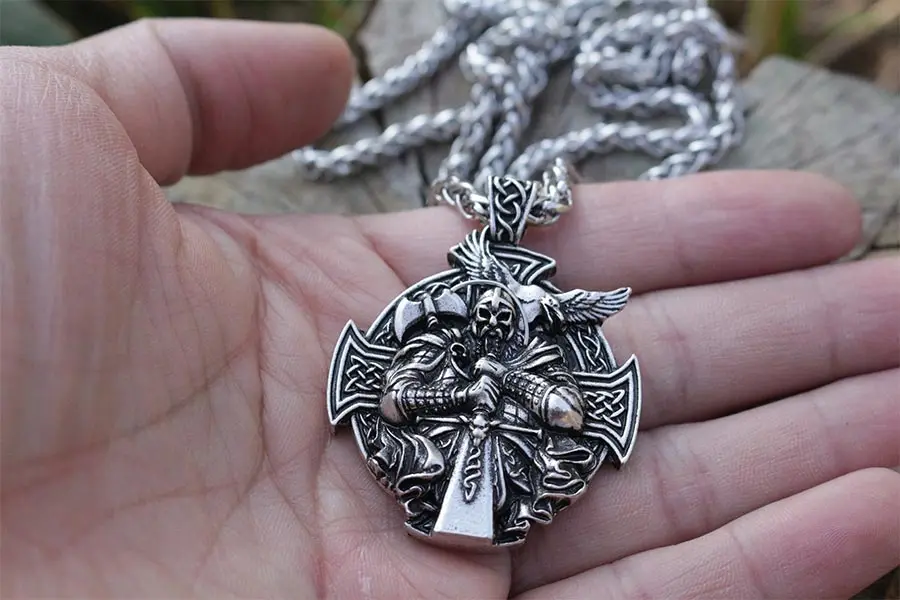 Ожерелье с подвеской в виде креста викингов 1 шт.|raven pendant|viking odinviking cross |