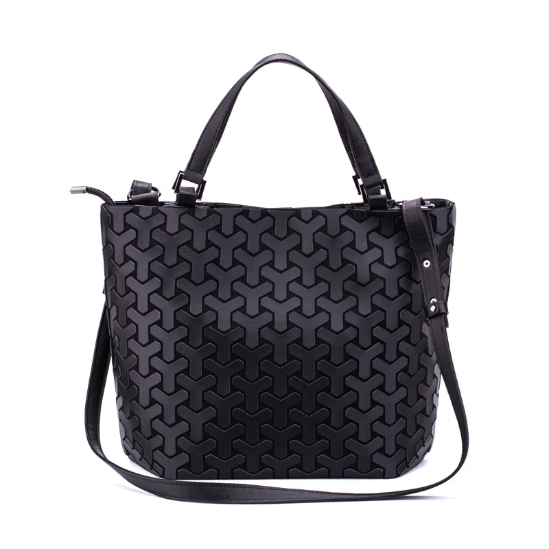 Новая женская сумка через плечо, складные геометрические сумки, сумки-шопперы для женщин, светящаяся сумка-мессенджер, женские ручные сумки, bolsa feminina - Цвет: black