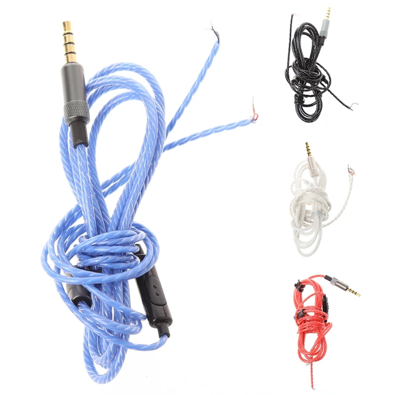 

OOTDTY 3.5mm Jack DIY Headphone Audio Cable Replacement Maintenance Wire With MIC 1.25m