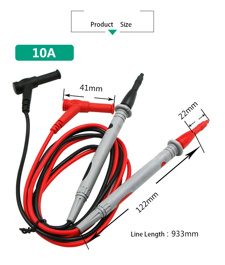 10 в 20 в многометровый Тестовый Кабель 110 см игольчатый зонд Универсальный цифровой мультиметр зонд игла для проволоки