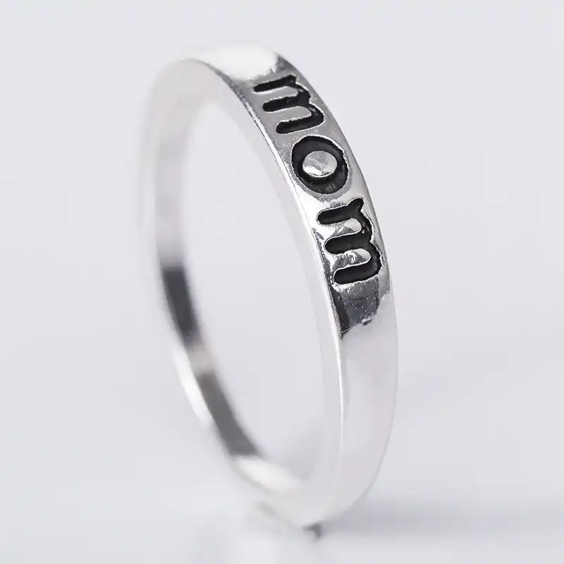 Классическое серебряное кольцо ювелирные изделия с надписью Mom модные