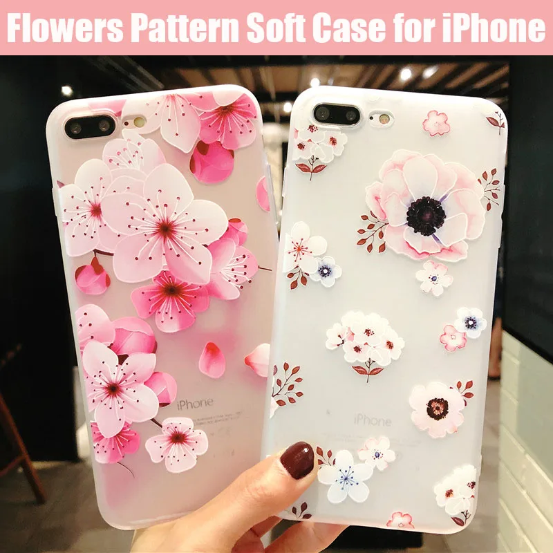 KIP7P1152_1_Flowers Pattern Soft TPU Case for iPhone 7 Plus