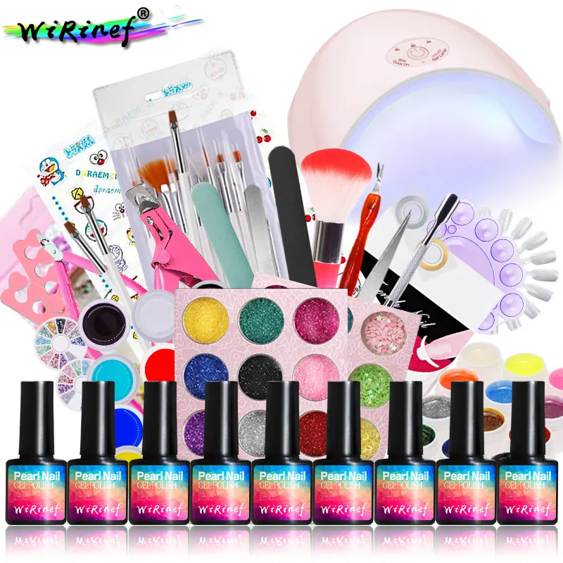 

WiRinef 3 Kinds of Dryer Nails UV LED Lamp Full Nail Tools Set Suitable for Nail Beginner Nail Art Discount Kit