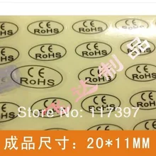 20X11 мм самоклеющиеся CE RoHS прозрачные наклейки для идентификации продукта RoHS прозрачная бумага