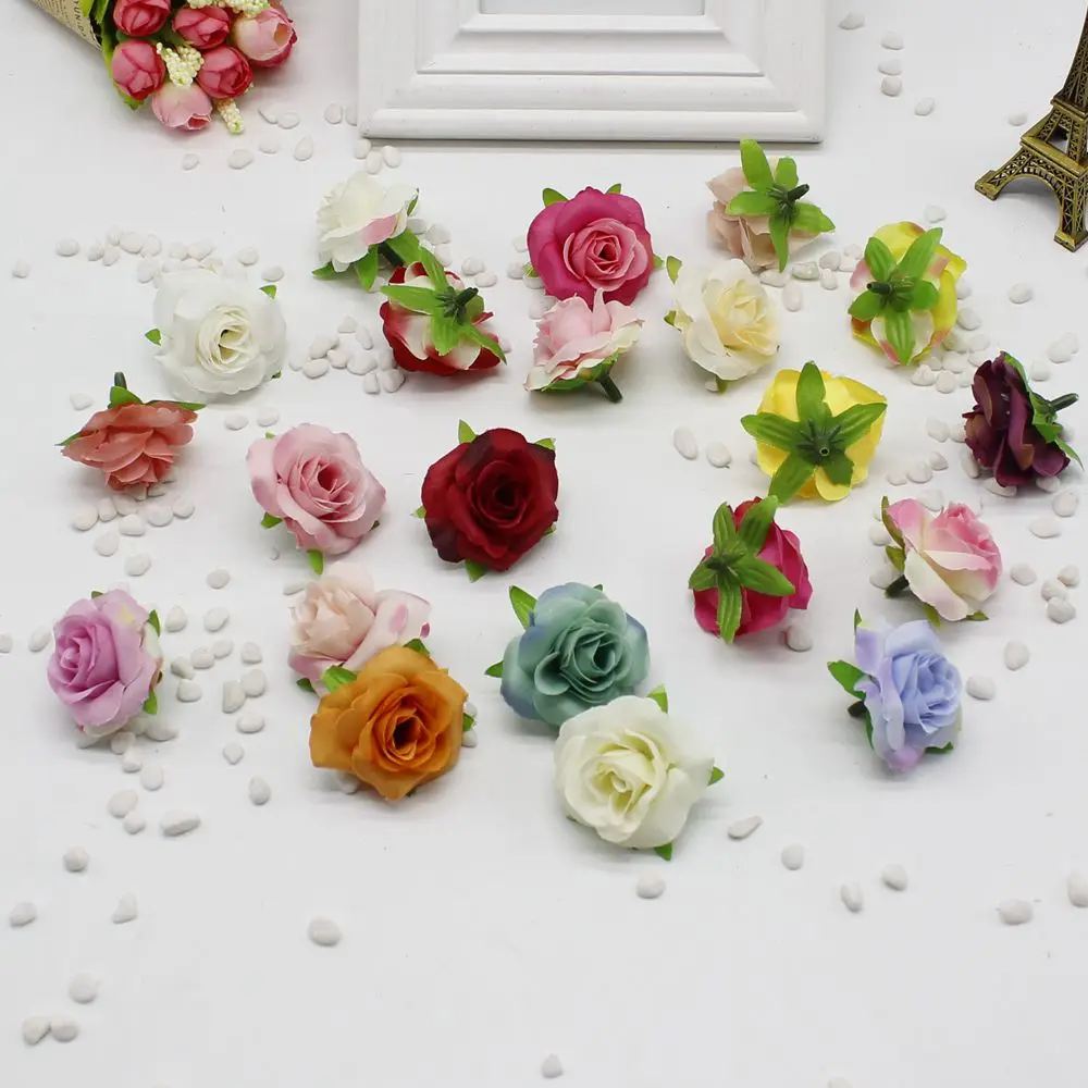

5pcs/lot Fresh and artificial flowers small tea bud Simulation small tea rose silk flower decoration flower head DIY accessories