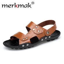 Merkmak/Большие размеры 36-48; летние мужские модные повседневные сандалии; Новинка года; Дизайнерские мужские пляжные шлепанцы; мягкая дышащая обувь для отдыха
