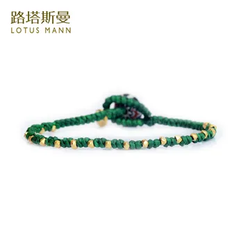 

Lotus Mann 925 sterling silver bead hand-woven green wax line bracelet multi-color weave into the men and women
