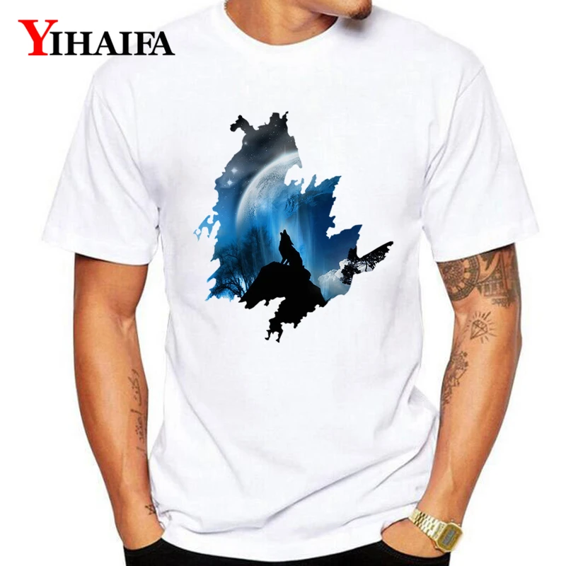 

Summer Novel T-Shirt Men Women Wolf Gym Print Galaxy Nightfall Graphic Tees Casual Unisex Tops White Tee Shirts