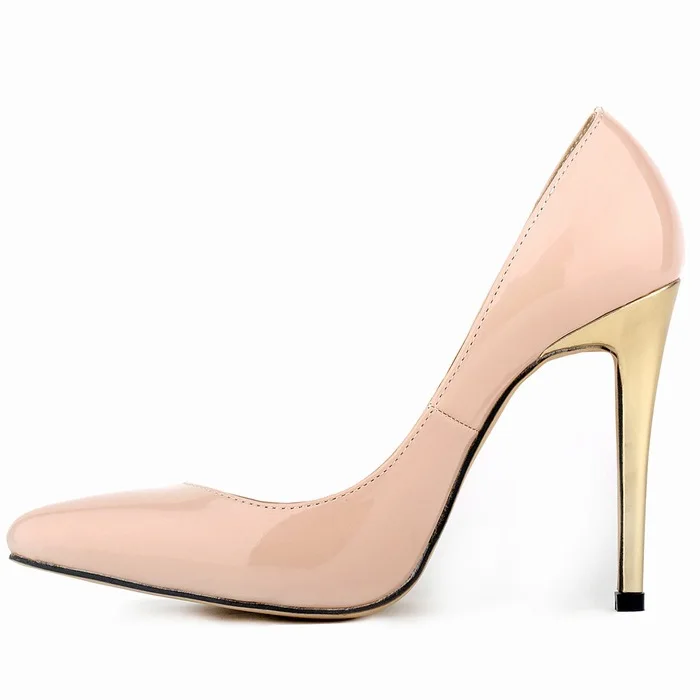 

2016 New Summer Shoes Fashion Women Pumps Dress Pointed Toe Solid Patent Leather Mature Mature High Golgen Heels Pumps