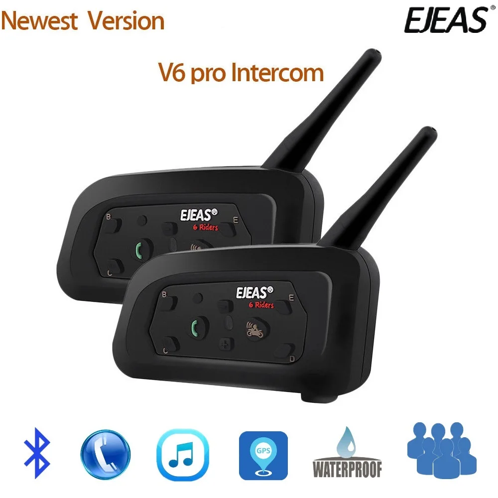 

Helmet Intercom Waterproof V6 Pro Helmet Intercom 6 Rider 1200M Motorcycle Bluetooth Headset walkie talkie Helmet Intercom