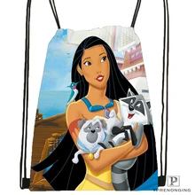 На заказ Pocahontas походная сумка на шнурке милый рюкзак для детей(черная спинка) 31x40 см#180531-02-12