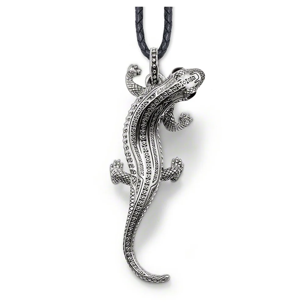 

Salamander Pendants Leather Rope Necklaces For Women Men,2019 New 925 Sterling Silver Rebel Fashion Jewelry Gift Heart Bijoux