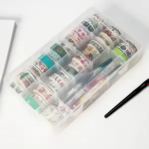 Прозрачный органайзер для ленты Washi Tape товары для рукоделия, 15 отделений, канцелярские принадлежности