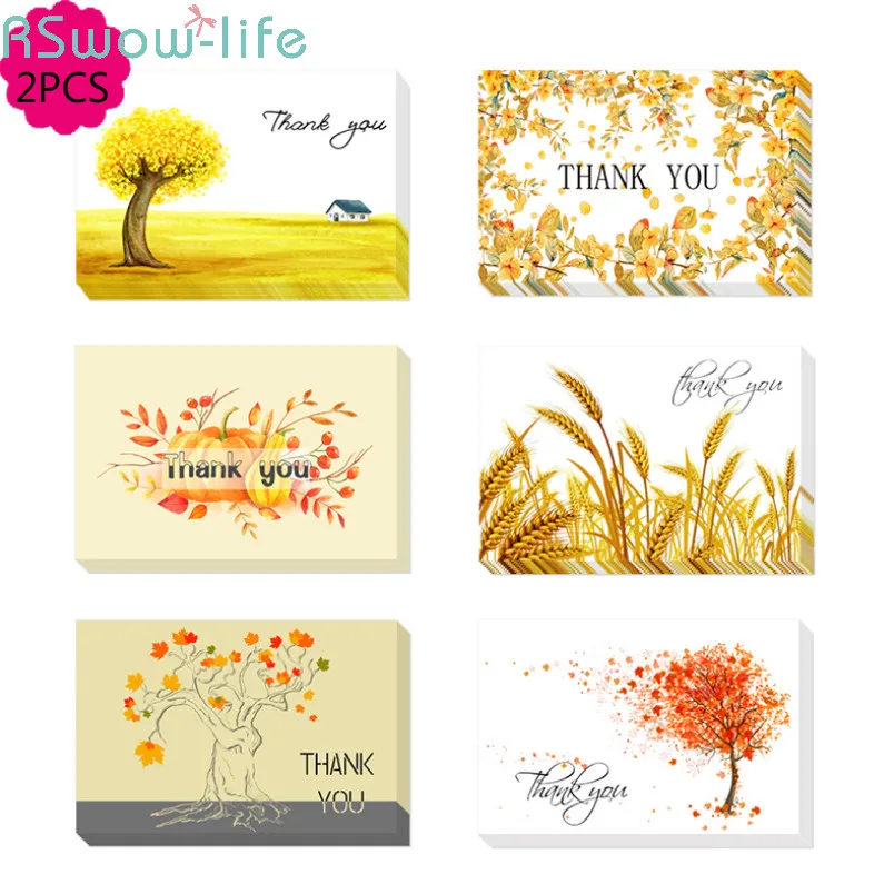 

Thank You Card Golden Theme Greeting Cards Folding Type Autumn Landscape Gift Card for Wedding Birthday Party Thanksgiving