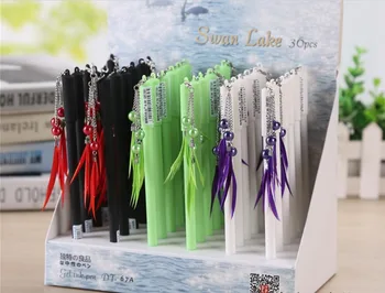 

feather pendant gel pen cute cartoon stationery prize korea office writing student pen needle pen black ink 0.38mm 36pc/lot