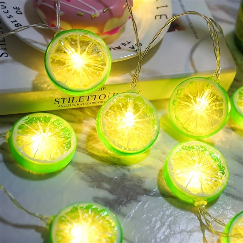20Pcs LED Yellow Green Orange Lemon String Lights Xmas Tree Decorative Garland Light Fairy Lamps Holiday Christmas Wedding Decor