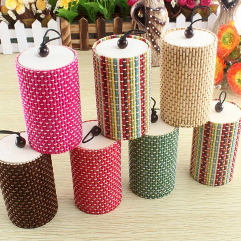 

Round Bamboo Curtain Jewelry Box Storage Cotton Swab Box Toothpick Home Box