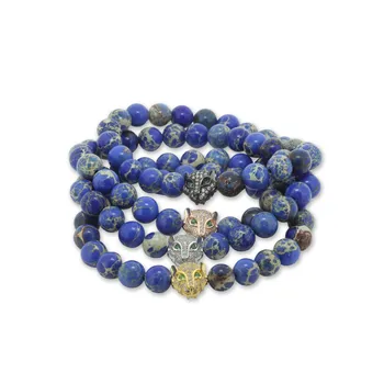 

5pcs Natural 8mm regalite round stone beads men bracelet charm pave rhinestones white cz lion head men bracelet
