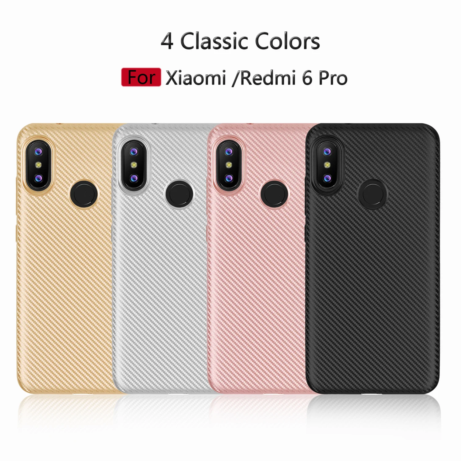 cheap Soft Silicone case For Xiaomi Redmi 6 6A 6Pro Luxury Carbon fiber Slim coque Skin Protective back cover For xiaomi redmi 6 pro