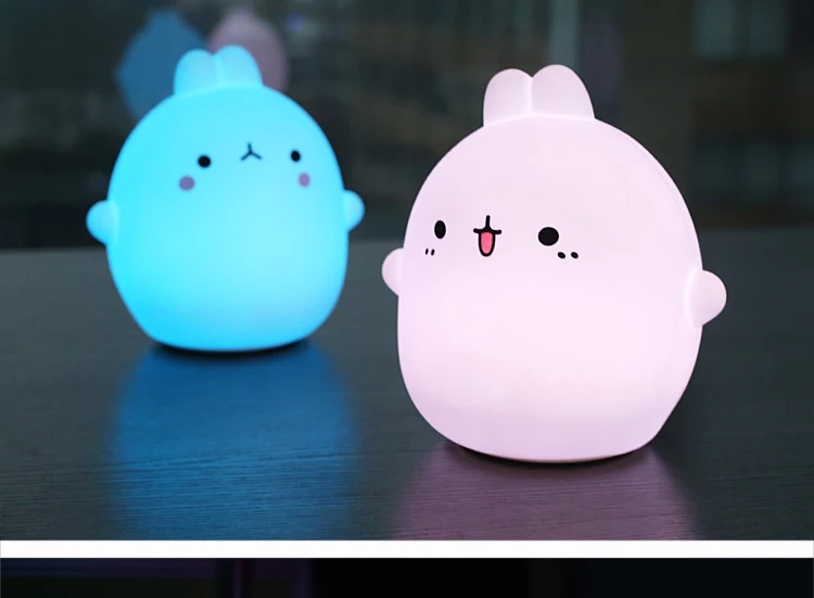 New style Rabbit LED Night Light For Children Baby Kids Bedside Lamp Multicolor Silicone Touch Sensor Tap Control Nightlight (1)