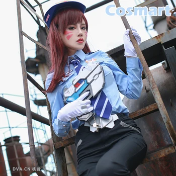 

[STOCK]Game OW D.VA Policewoman Skin Uniform Cop Wear Sheriff Look +Hat Halloween Cosplay costume for womenNew free shipping
