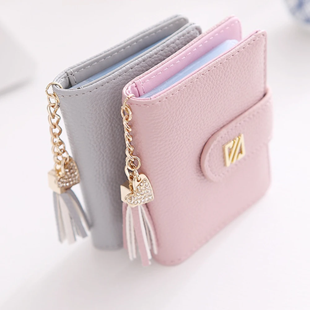 

22 Card Slots Heart Tassel Pendant Faux Leather Women's Car Holder Bag Wallet