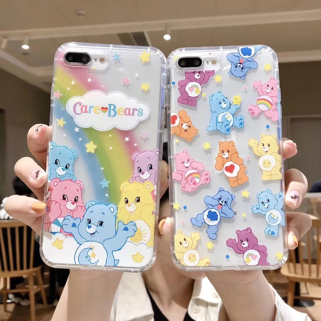 

Korea cute three-dimensional rainbow bear shell for iphone Xs MAX Xr 6 6s 7 8plus back cover cartoon soft TPU phone shell Fundas