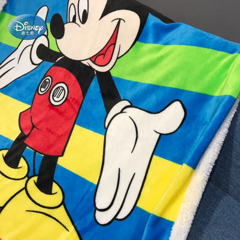 Одеяло disney Mickey mouse из кораллового флиса с шерпой и подложкой, 100x140 см, покрывало для малышей, детей, на кровать, кроватку/диван, осенне-зимнее одеяло