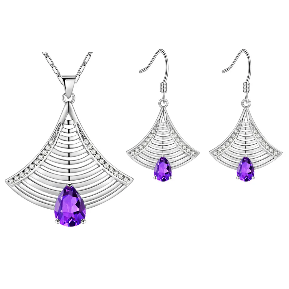 

Christmas Tree Cute Jewelry Set 925 Silver Geometric Earrings/Necklace Jewelry Set For Women Loving Gift T675