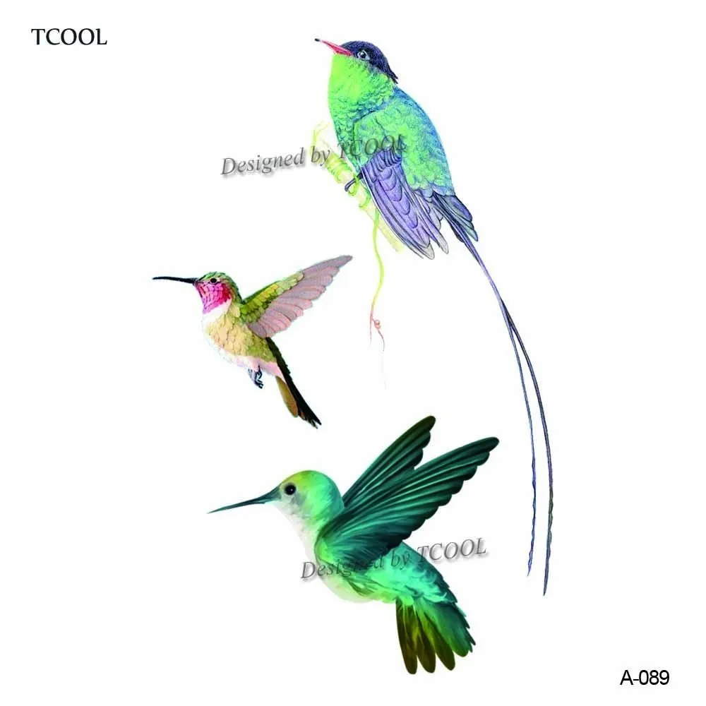 HXMAN акварель Колибри Временная подделка татуировки боди-арт Стикеры Водонепроницаемый ручной татуировка с птицей для Для мужчин горячий