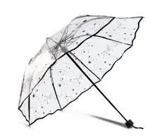 Large Clear See Through Rain Umbrella Transparent Walking Brolly Ladies Parasol Folding Umbrellas gift