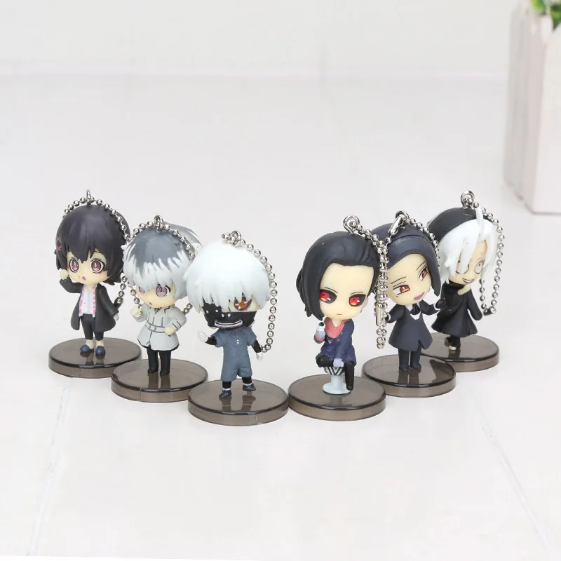 

6pcs/set Tokyo Ghoul figure keychain Ken Kaneki PVC Touka Kirishima Figure pendant Collectible Model Toy Children Gift