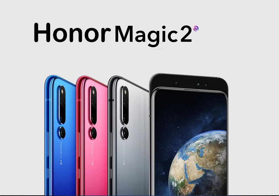 Honor Magic 2, android 9,0, kirin 980, четыре ядра, AI камера, 6,39 дюймов, смартфон, отпечаток пальца, id, nfc, 6 камер