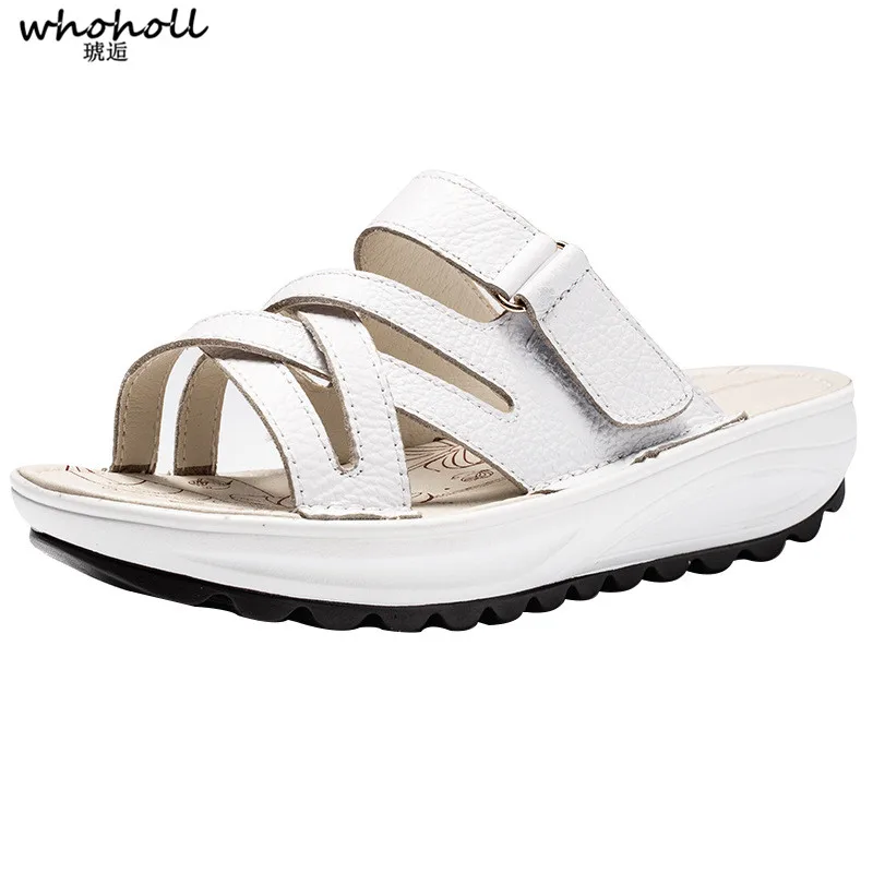 

WHOHOLL Women Sandals Shoes Flat Sandals Low Heel Wedges Summer Women Open Toe Platform Sandalias Ladies Gladiator Sandals 35-40