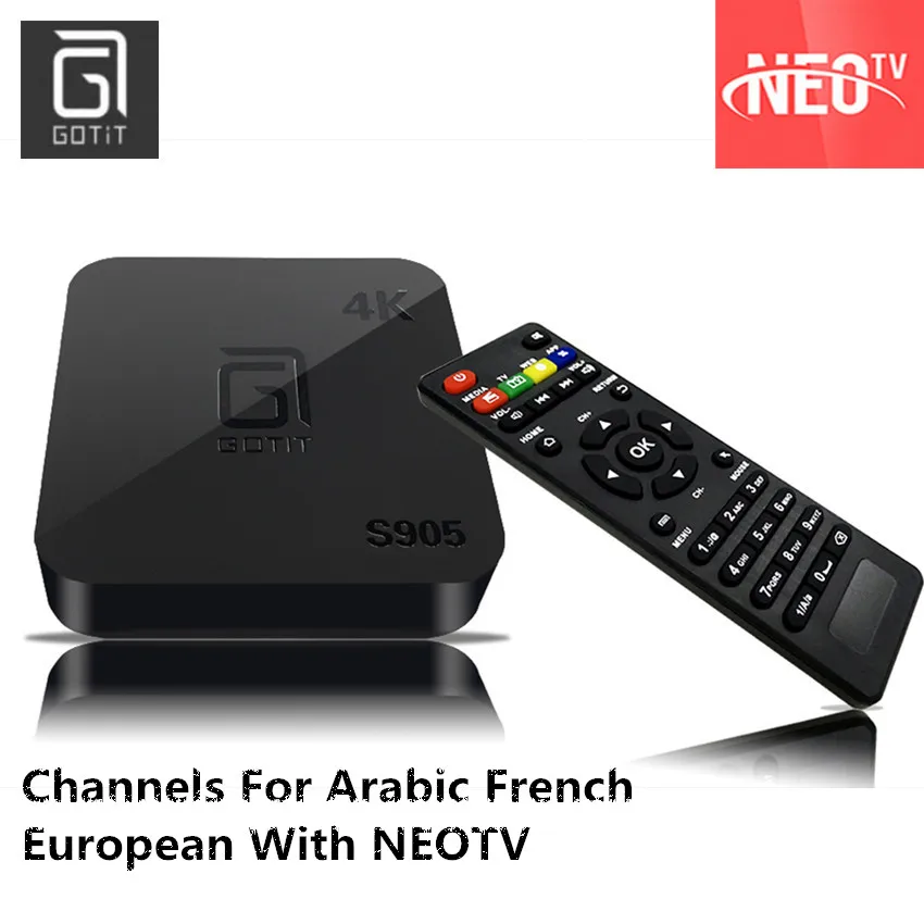 French IPTV GOTiT S905 4K Smart Android TV box 640+NEOTV Portugal IPTV Arabic GermanyTunisia Morocco Germany Italy PayTV & VOD