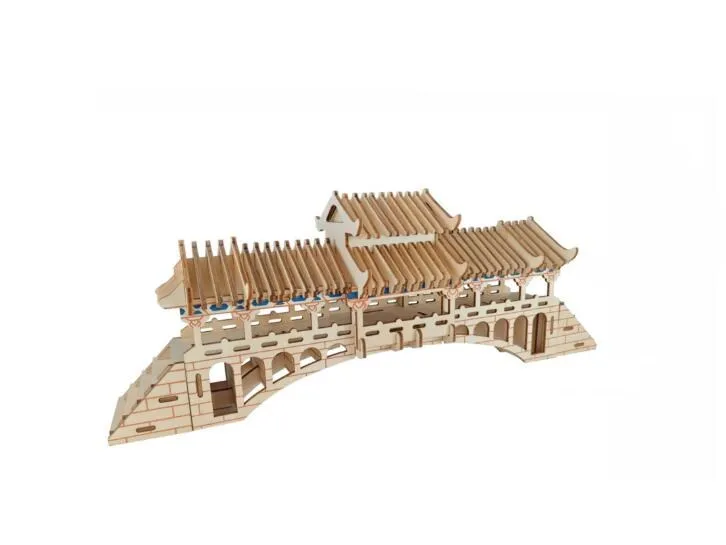 Моделирование Крытый мост здание модель Diy ручной работы деревянные пазлы 3d трехмерные деревянные головоломки игрушки