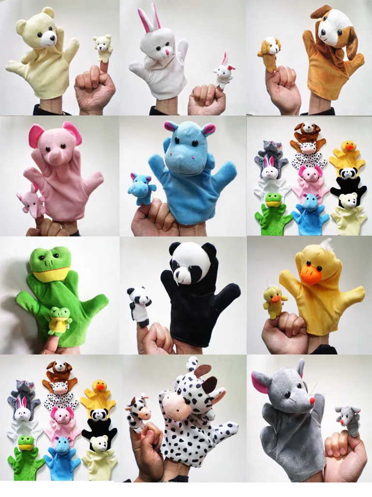 10 шт./лот, Мультяшные животные, бархатные пальчиковые игрушки, пальчиковые куклы, детские тканевые развивающие игрушки, история детских игрушек